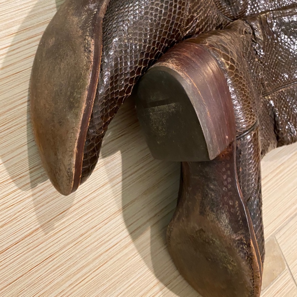 LUCCHESE ⭐ SAN ANTONIO ⭐ BROWN RARE EXOTIC SKIN BOOTS Vintage - Picture 3 of 11